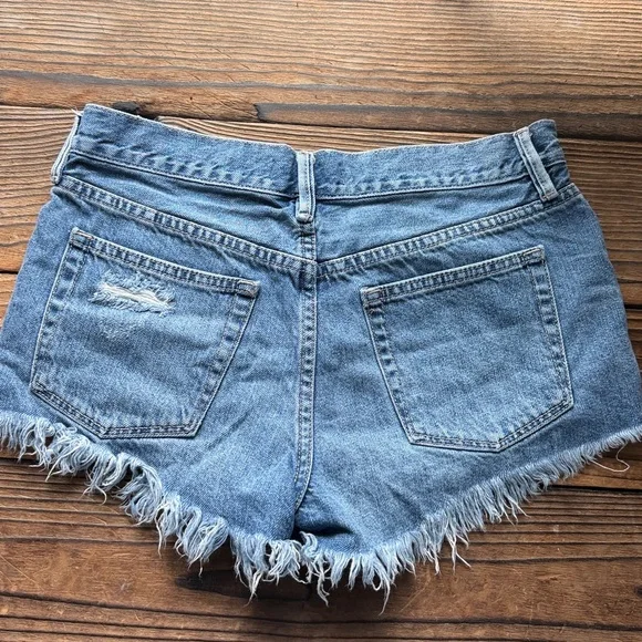 Free People Blue Distressed Jean Shorts - Picture 5 of 5